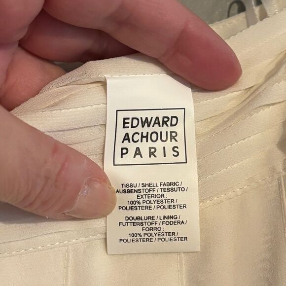 Edward Achour Paris Knee Length Chiffon Pleated Skirt - Ivory sz 46 - Picture 8 of 14